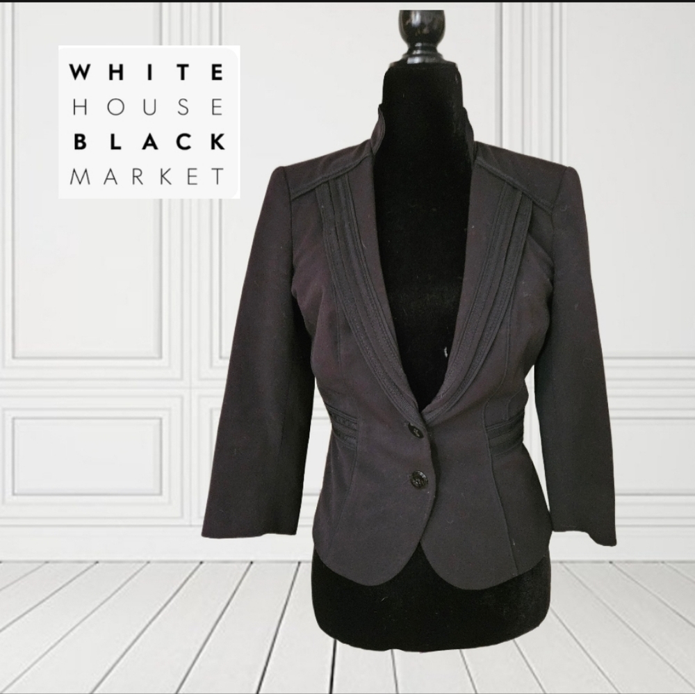 White House Black Market Black Blazer 3/4 Sleeves